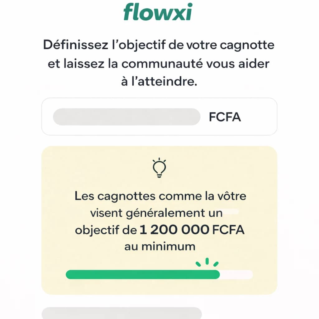 Écran Donoa pour définir l'objectif de la cagnotte